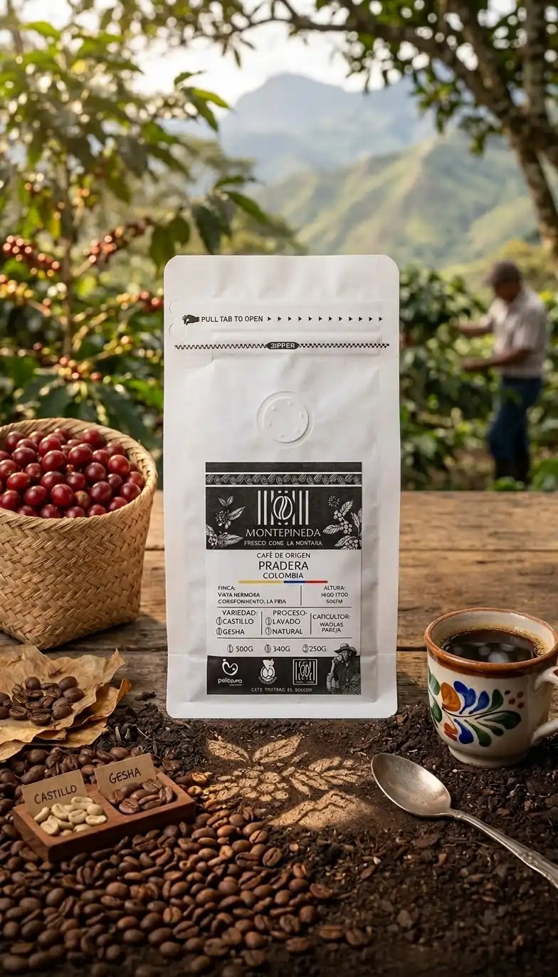 Cosecha de café en alta montaña a 1700 metros
